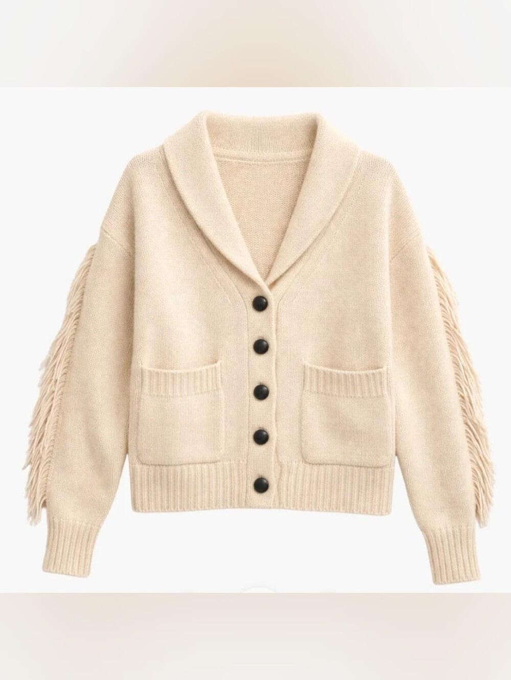 White+Warren          Wool/Cashmere  Blend Luxe Fringe Coatigan In Ivory Medium - Picture 4 of 12